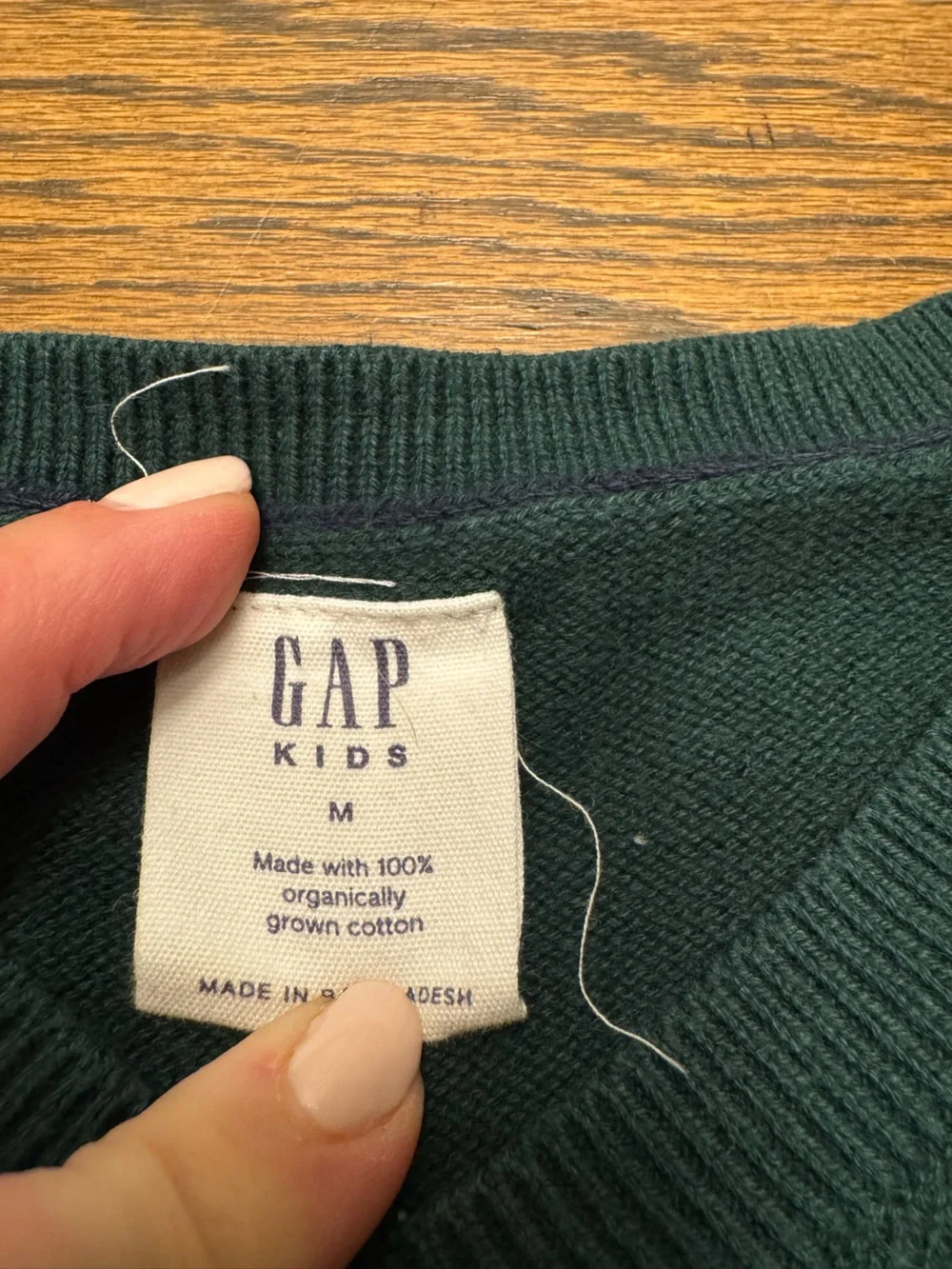 GAP Kids Dark Green V-Neck Uniform Sweater Boys Medium (8-9)
